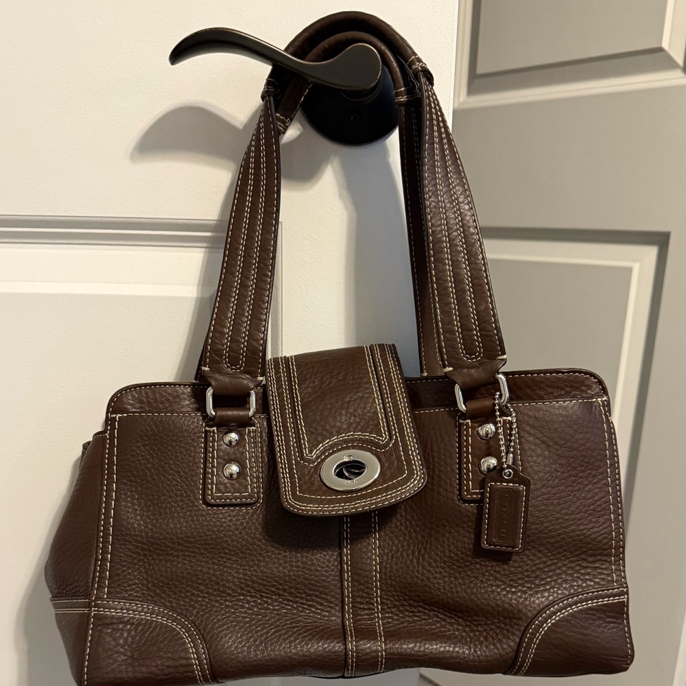 Coach Dark Brown Leather Shoulder Bag
